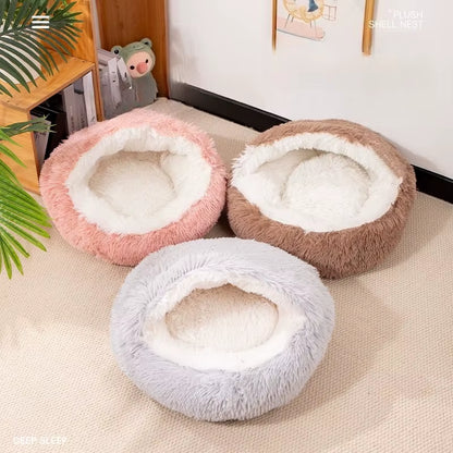 Plush Pet Cat Bed round Cat Cushion Cats House 2 in 1 Warm Cat Basket Pet Sleep Bag Cats Nest Kennel for Small Dog Bed